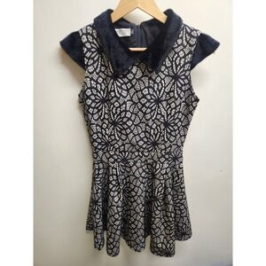 Ports International Dress Lace Sleeveless‎ Black Tan Party Cocktail